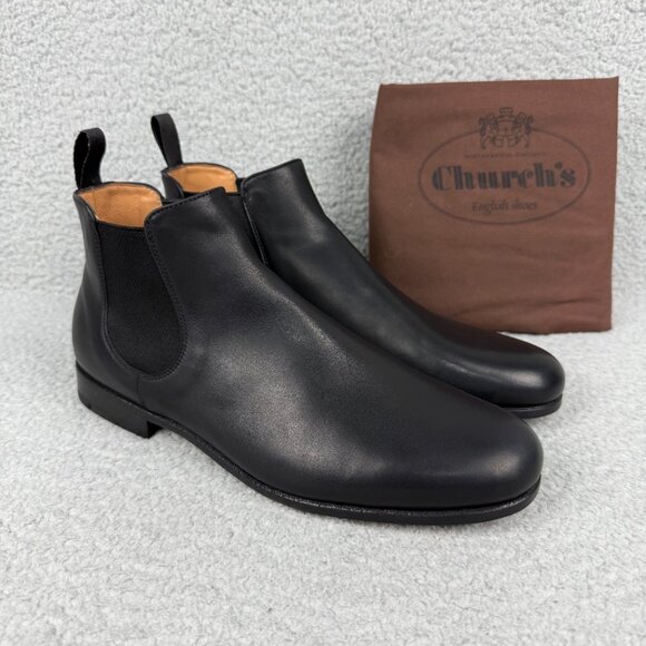 Churchs Boots Womens 9.5 / UK 6.5 Shoes Black Danzey Chelsea Leather Unisex 3